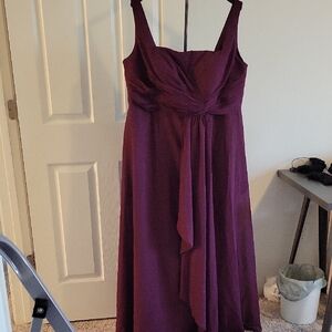 Sleeveless Burgundy Maxi Dress with Draped Bodice